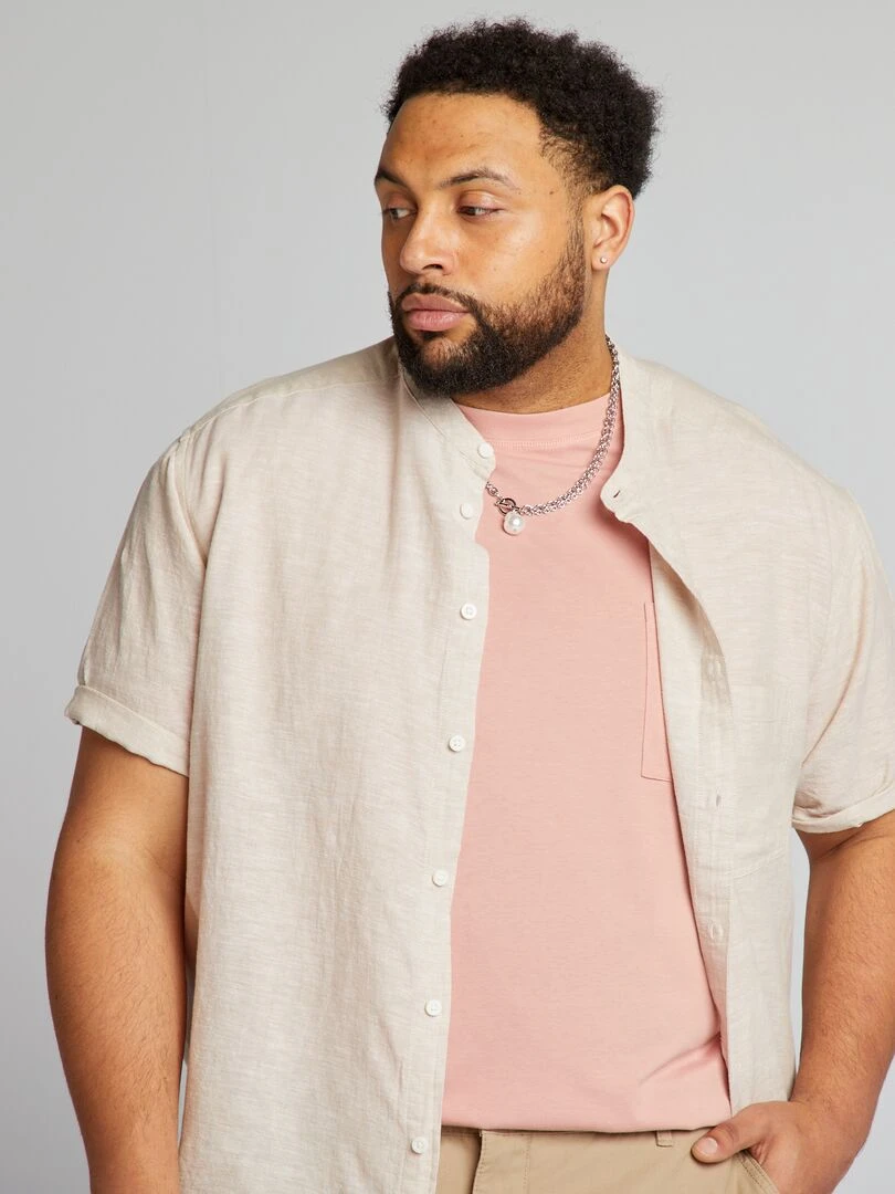 Chemise col mao Beige