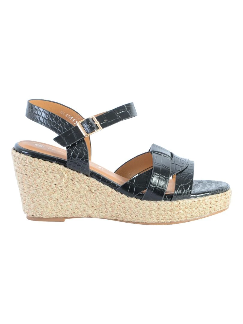 Sandale Compensée The Divine Factory QL4351 Noir