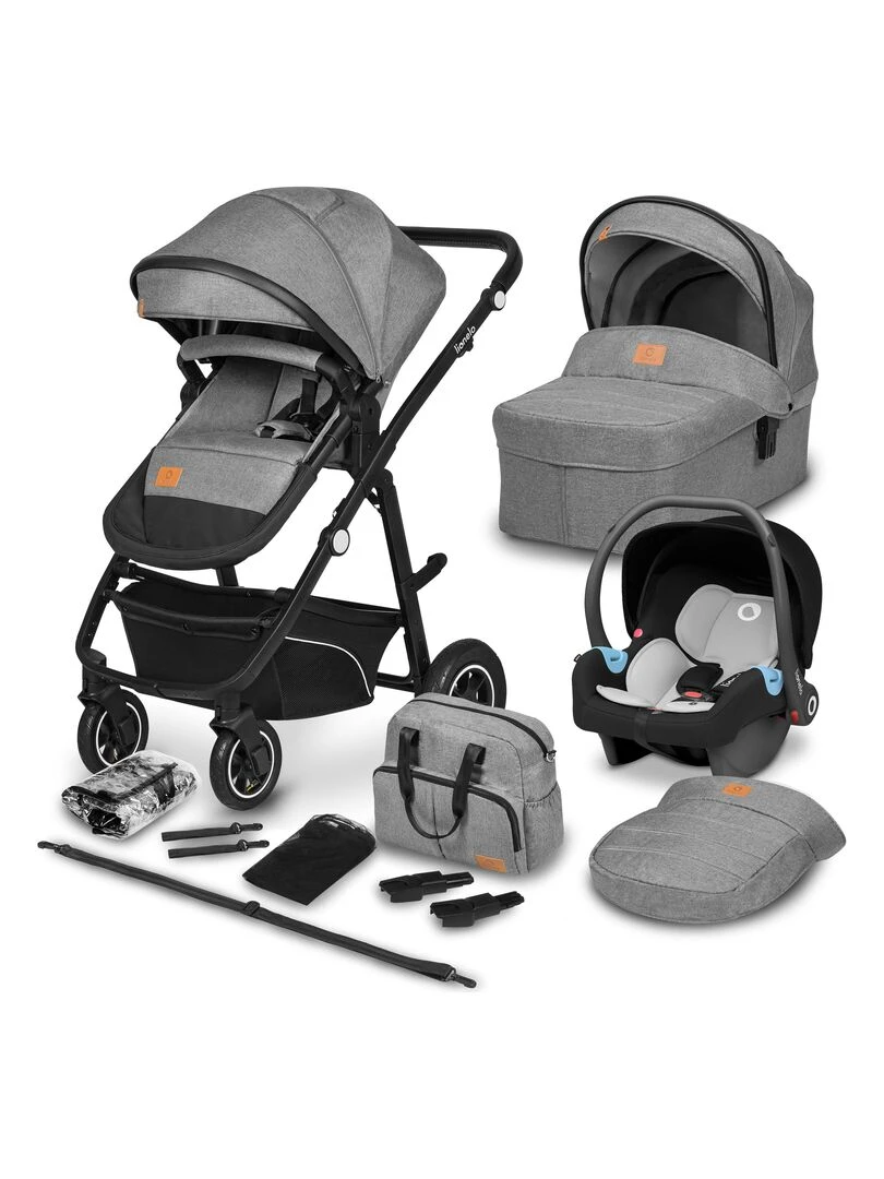 LIONELO Bianka 3 en 1 Poussette Trio Jusqu'à 22Kg Gris Gris Noir