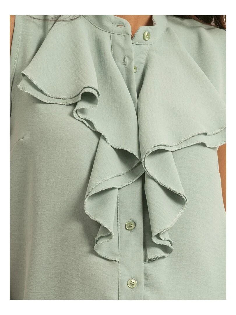 Chemise sans manches col jabot ODESSA   Vert pistache