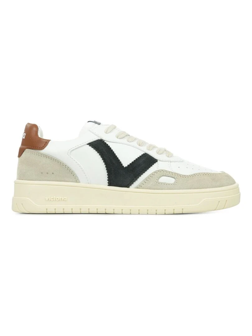 Baskets Victoria Seul Efecto Piel Serraje Blanc Marron Noir