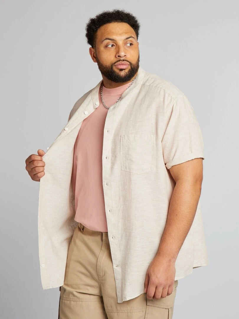 Chemise col mao   Beige