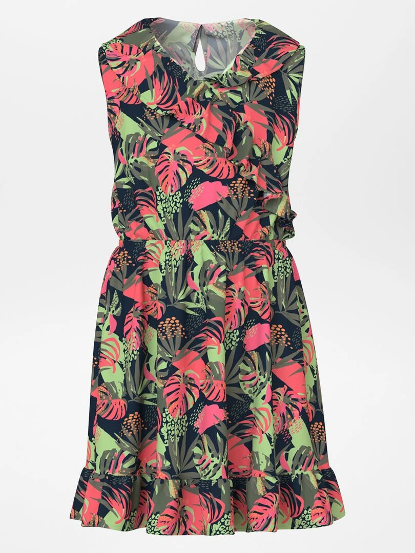 Robe imprimée à volants Bleu