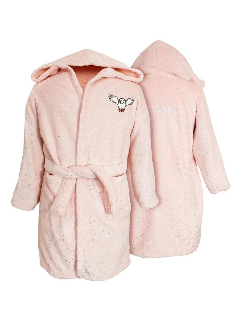 Robe de chambre brodée à capuche  HARRY POTTER HEDWIGE   Rose clair