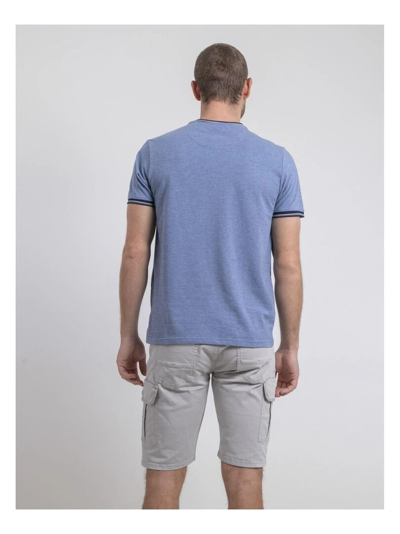 T shirt col rond pur coton NILOSUN   Bleu