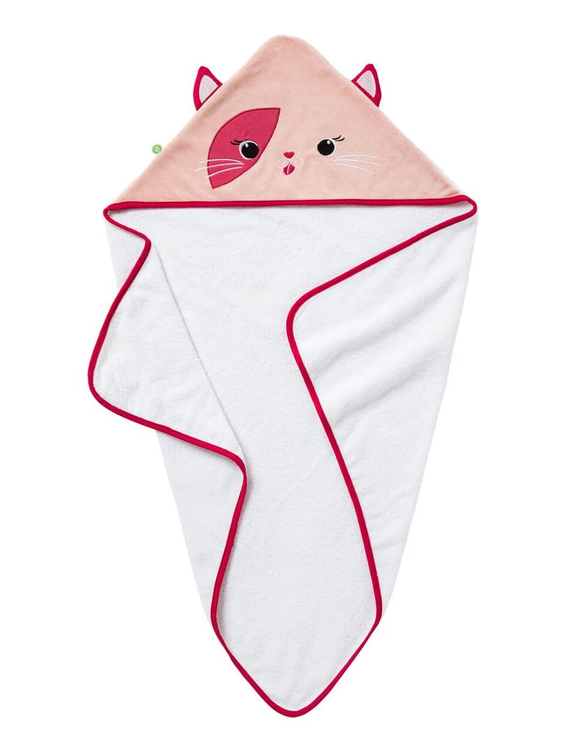Cape de bain ludique 75x75 cm Chat Rose