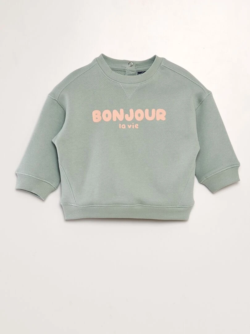 Sweat en french terry à message Vert