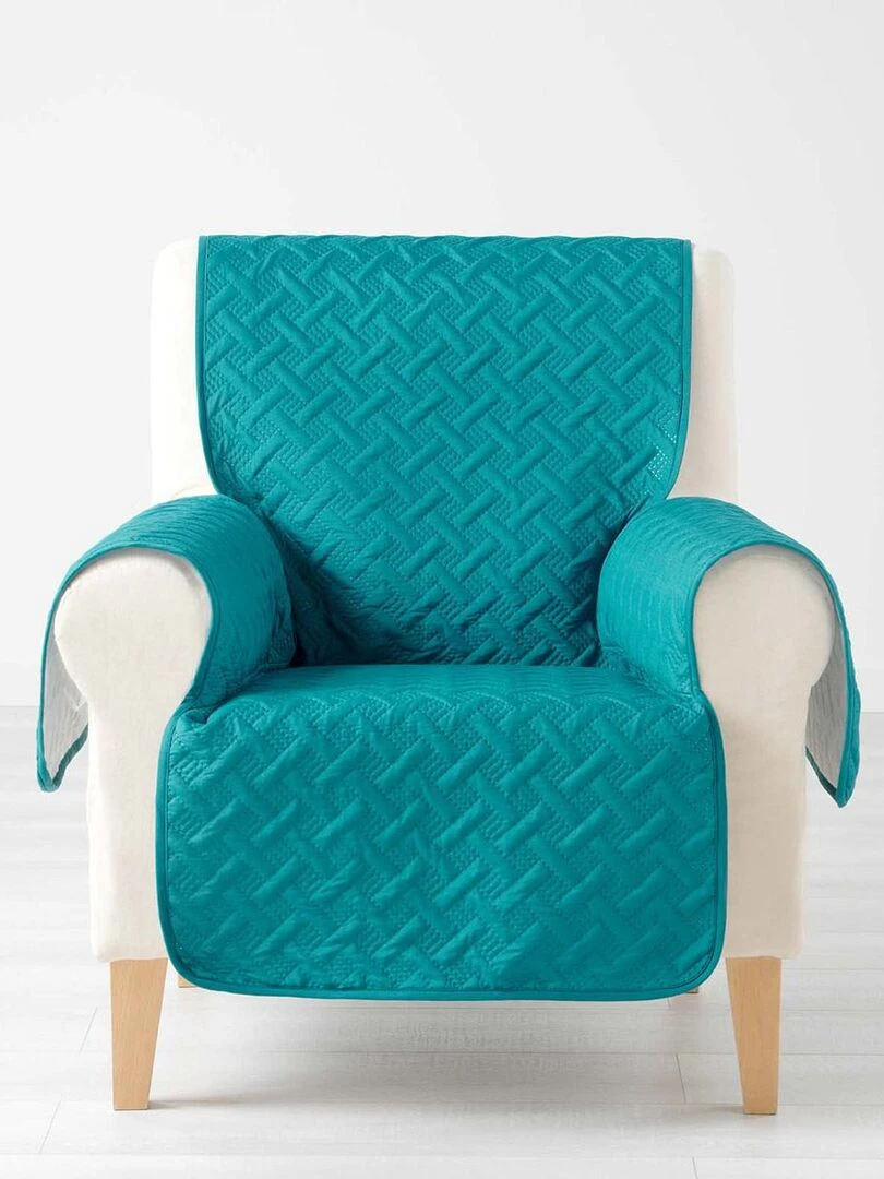 Protège fauteuil matelassé uni Lounge pétrole Bleu