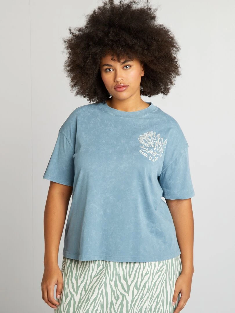 T shirt imprimé coquillage   Bleu