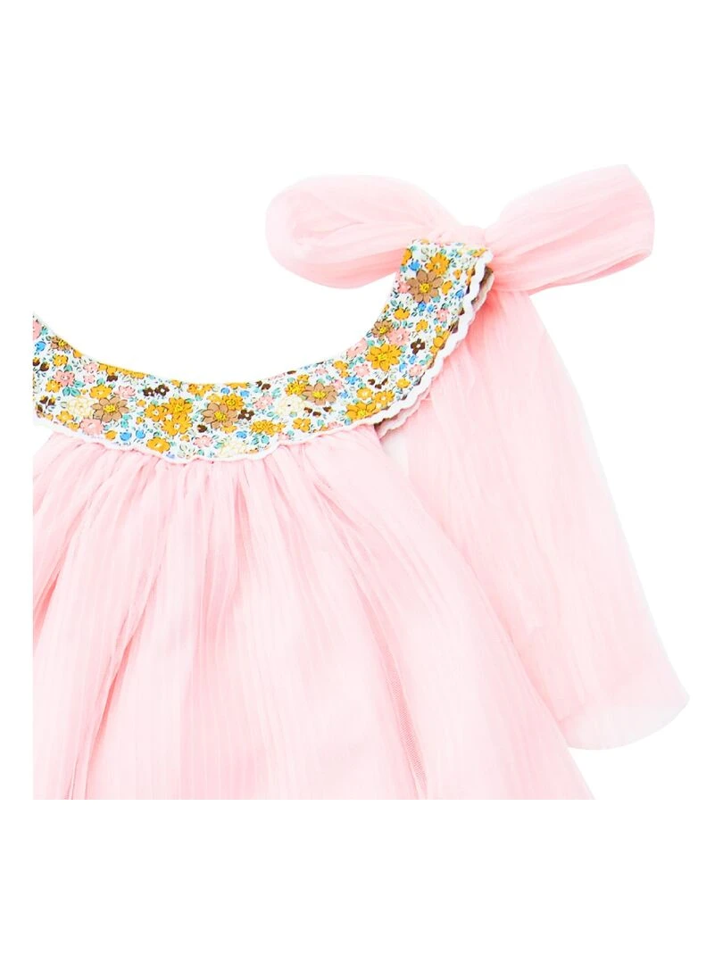 Robe Cérémonie Rose Fille  Col Fleuri Jaune  ALIZEE   La Faute à Voltaire   Jaune