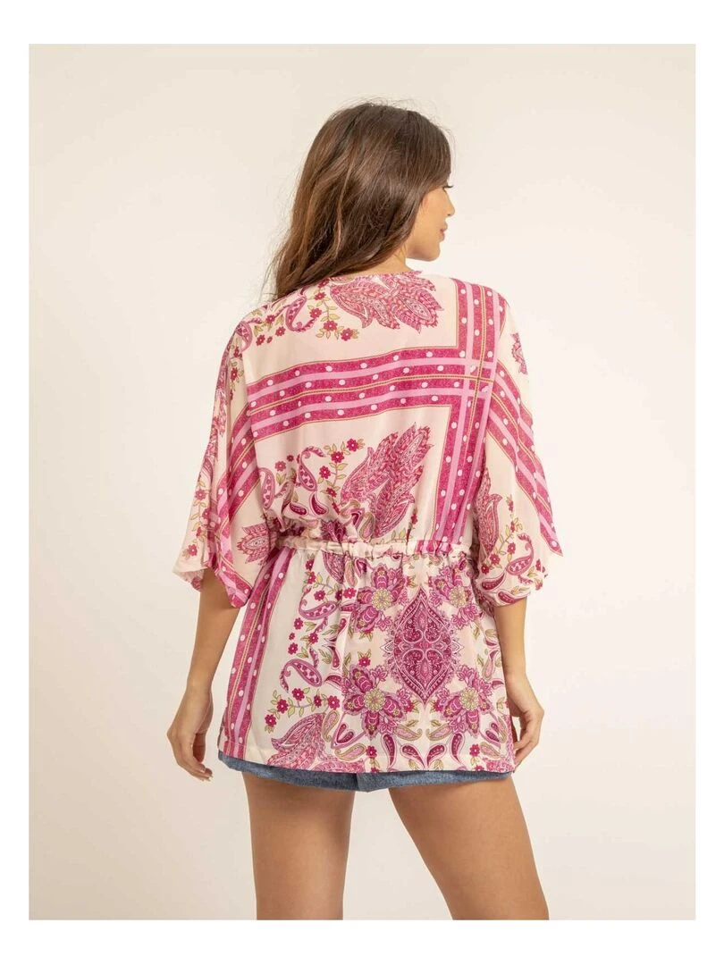 Veste esprit caftan motifs FINALA Rose