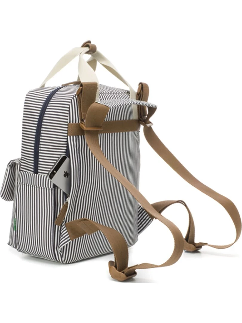 Sac à dos à langer Georgi Eco Rayures blanc et marine   Bleu