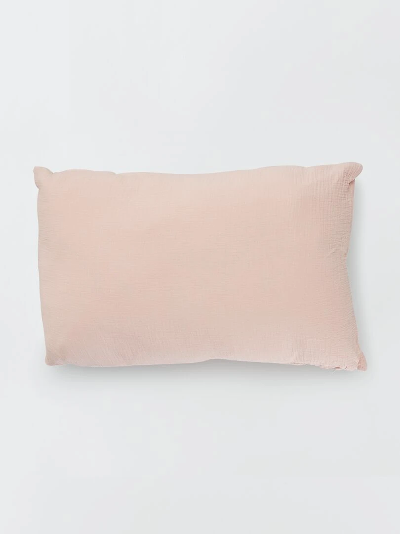 Coussin double gaze de coton   Rose