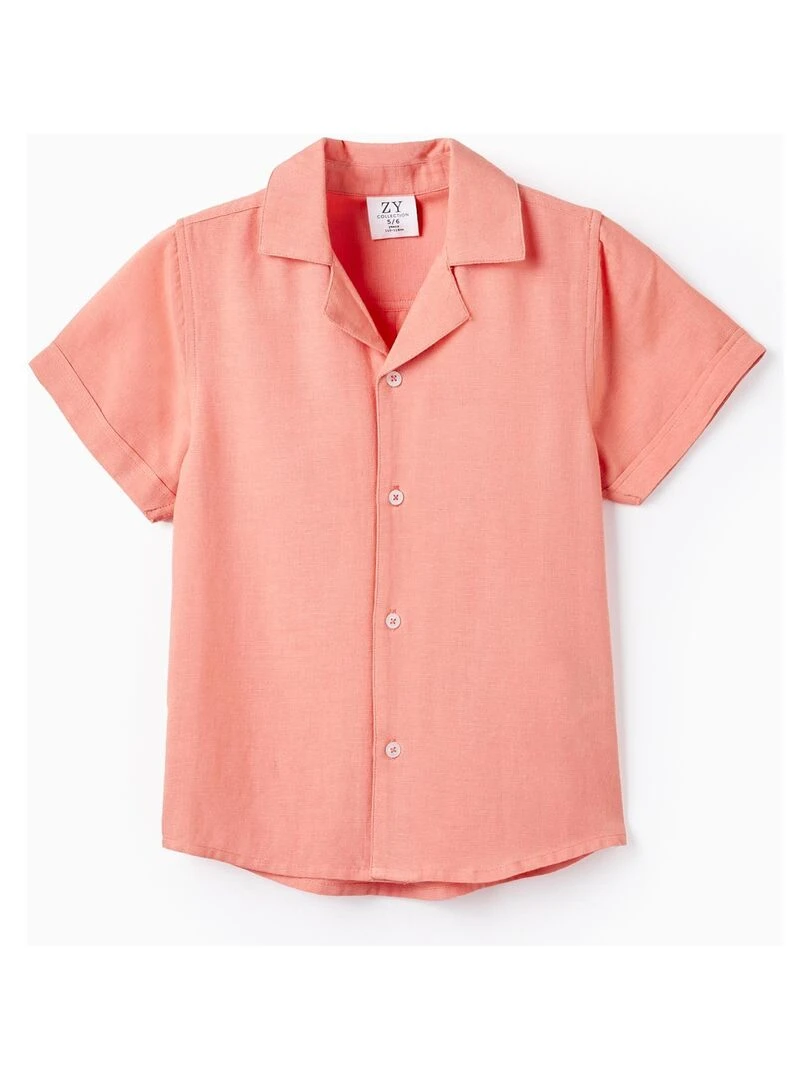 Chemise à Manches Courtes en Lin pour Garçon manches courtes Rose