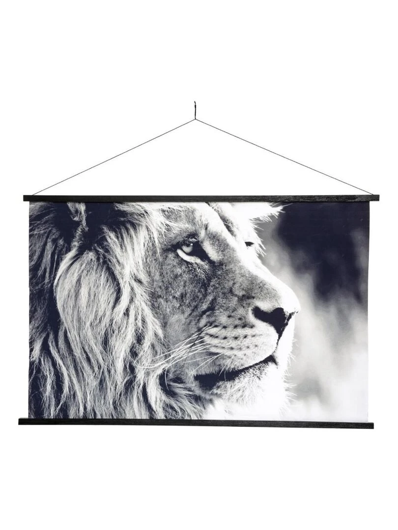 Tableau toile Lion 73x110 cm Blanc