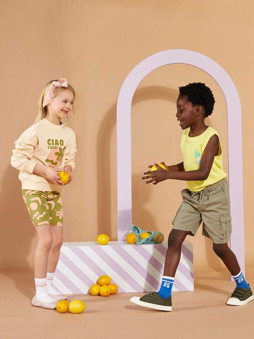 Sweat en molleton à col rond   Grafik Edition   Beige