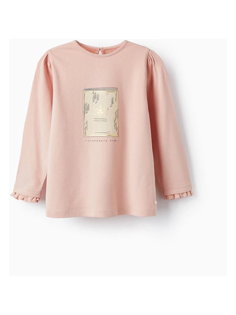 T shirt en coton pour fille 'Literature Club' manches longues LITERATURE CLUB Rose clair
