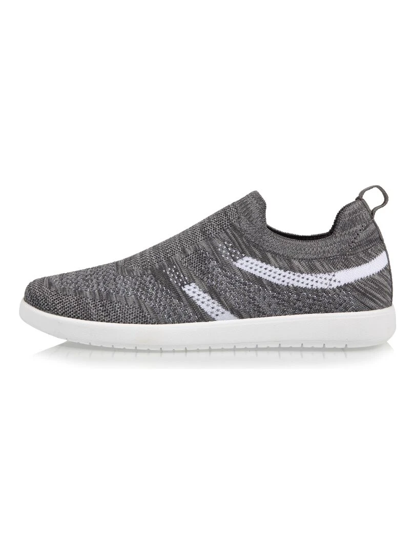 Baskets femme slip on à bandes Gris   Gris