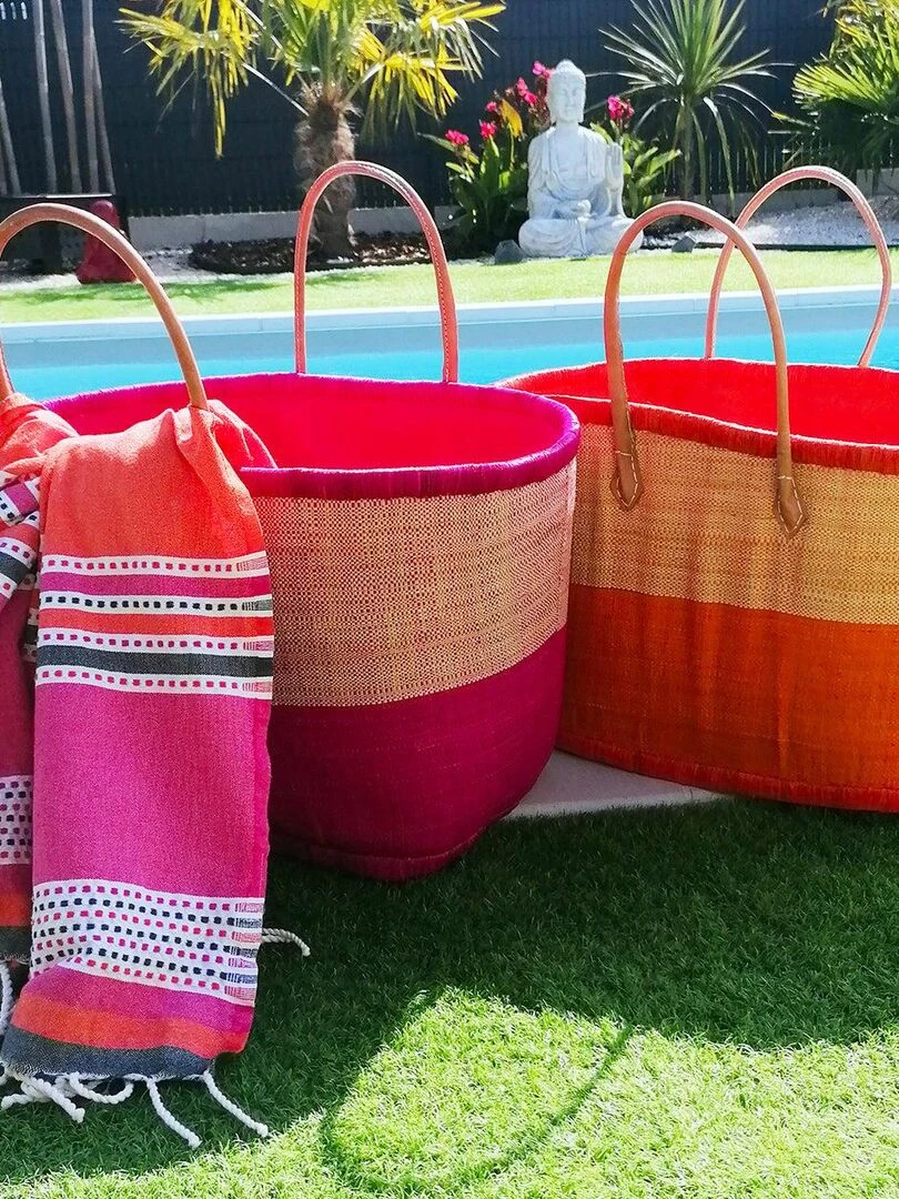 Panier Ivato GM Fuchsia avec pochon   Rose