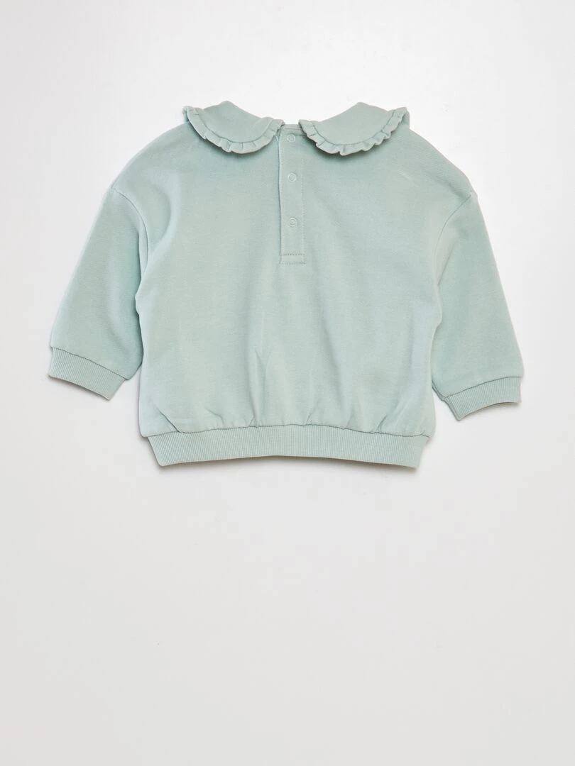Sweat en coton à col claudine   Bleu clair