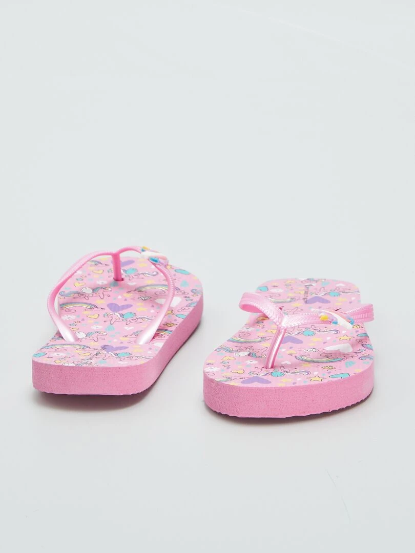 Tongs avec licorne   Rose