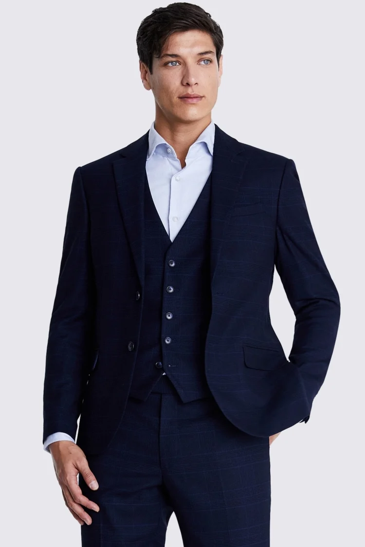 Tailored Fit Blue Check Performance Jacket    Buy Online at Moss