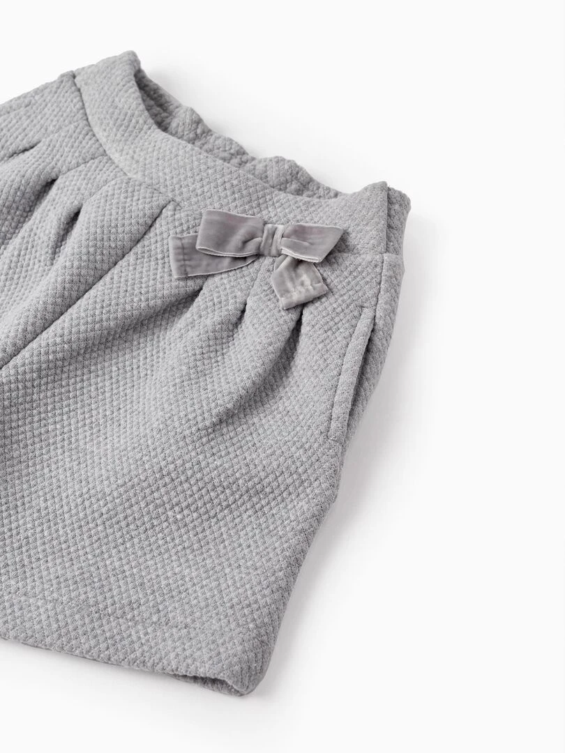 Short en maille avec nœud pour fille   NOËL   Gris