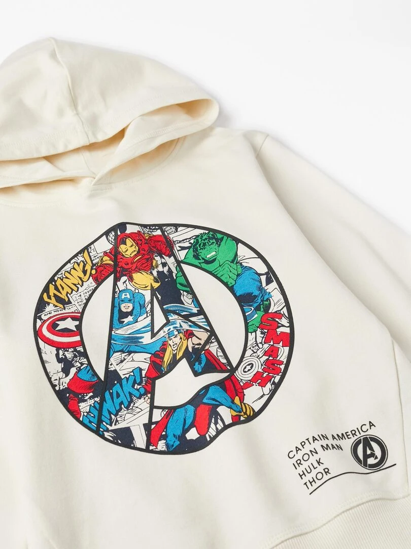 Sweat à capuche en coton pour garçon 'Les Avengers   Marvel'  MARVEL AVENGERS   Beige clair