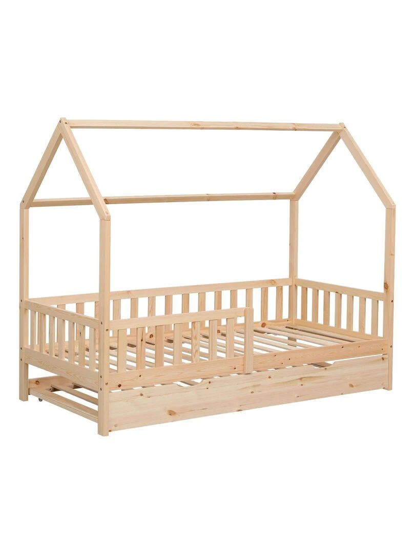 HAPPY GARDEN Lit pour enfant cabane lit tiroir Marceau Marron
