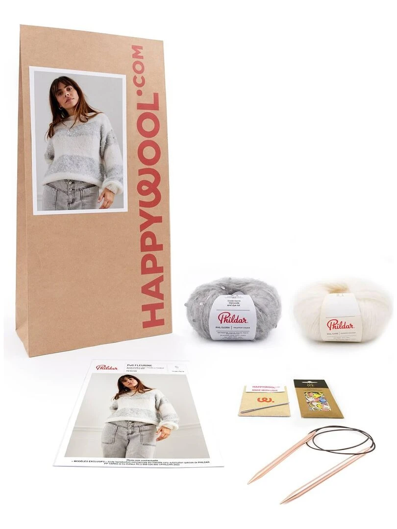 Kit Tricot Pull Facile Fleurine Blanc