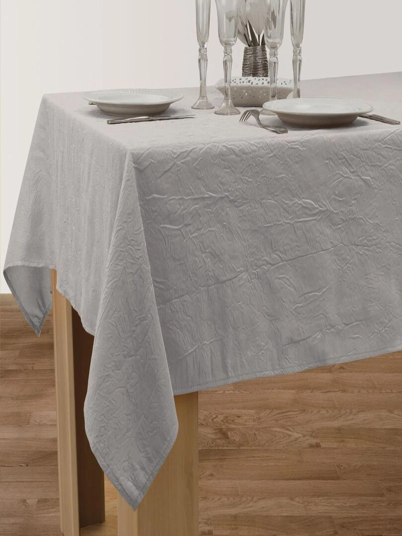 Nappe Anti taches Froissée Gris perle 150 x 300 cm Gris perle