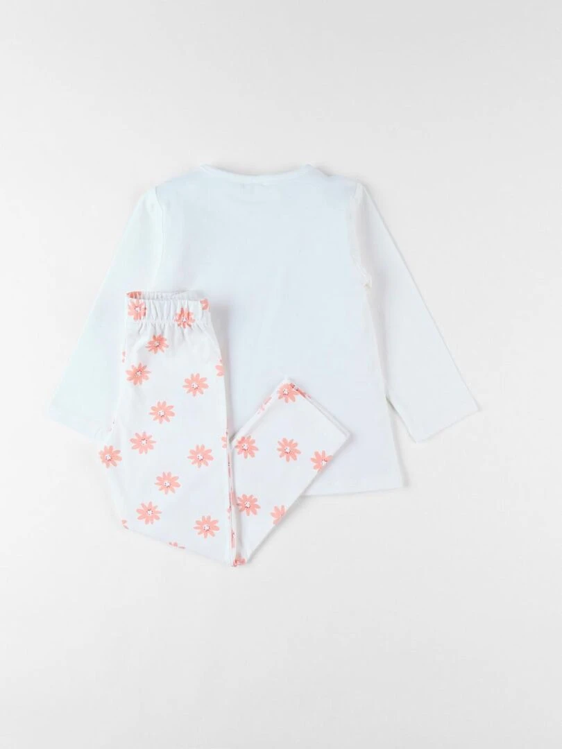 Pyjama 2 pièces en jersey écru/corail Noukie's Blanc