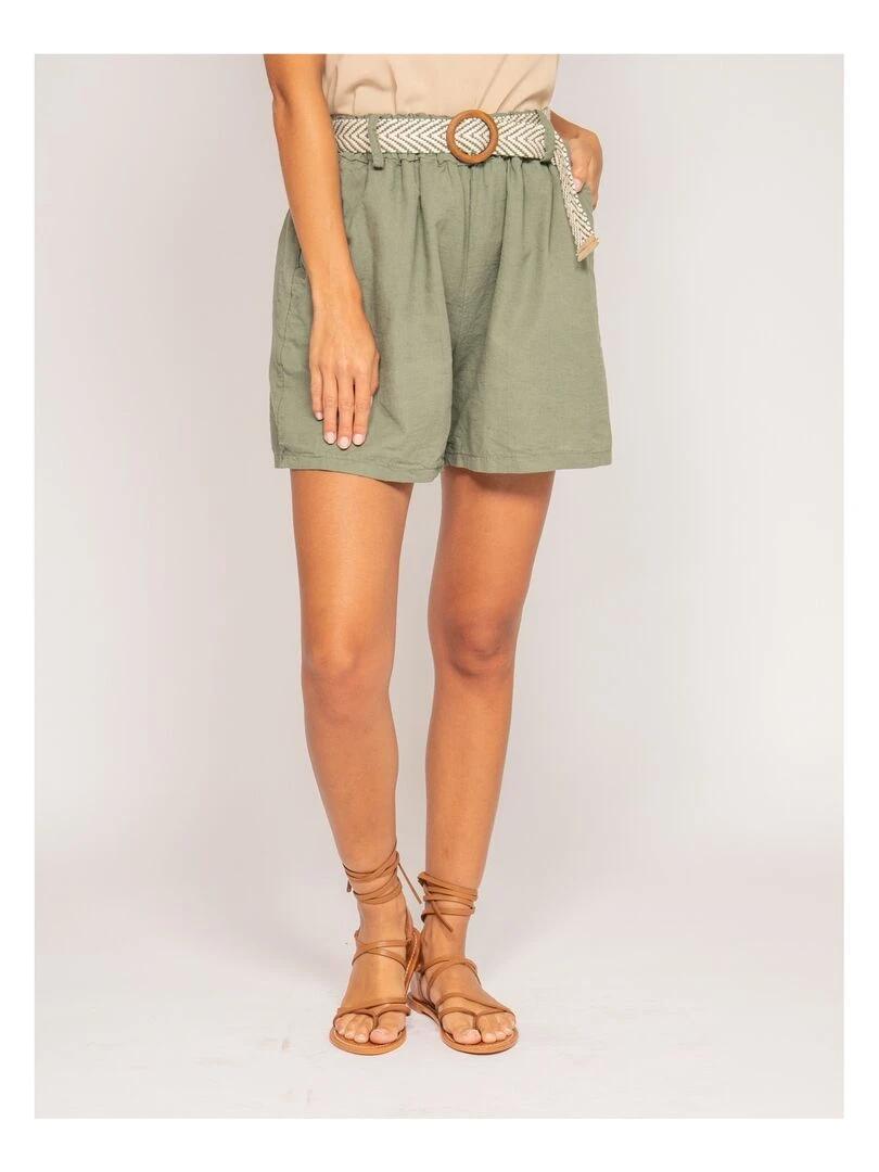 Short en lin XIGN Kaki