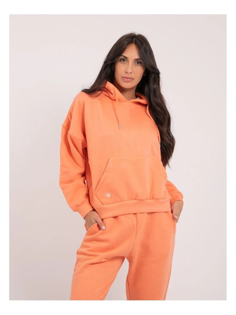 Sweatshirt capuche YLONA Orange corail