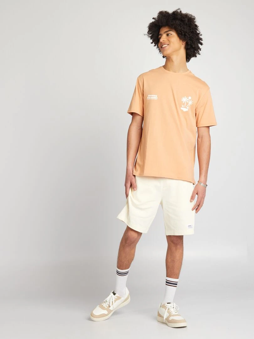 T shirt en jersey à col rond Orange