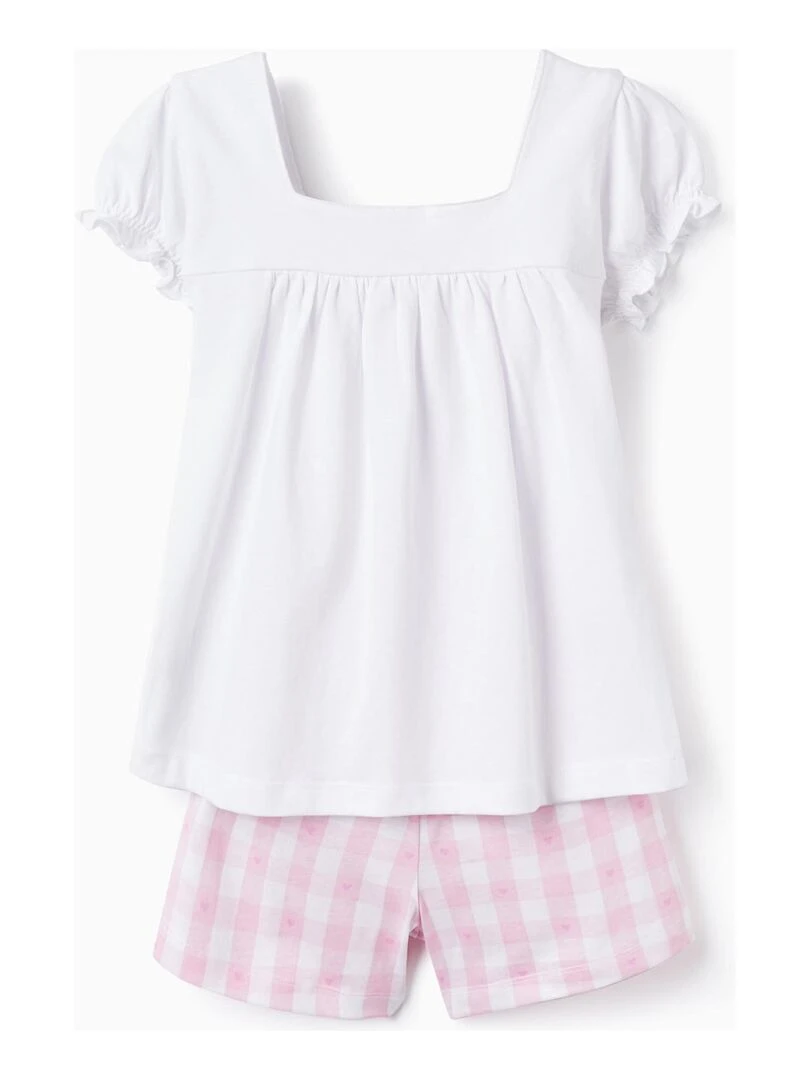 Pyjama en coton pour fille 'Cœurs' manches courtes ESSENTIALS LINE Rose clair