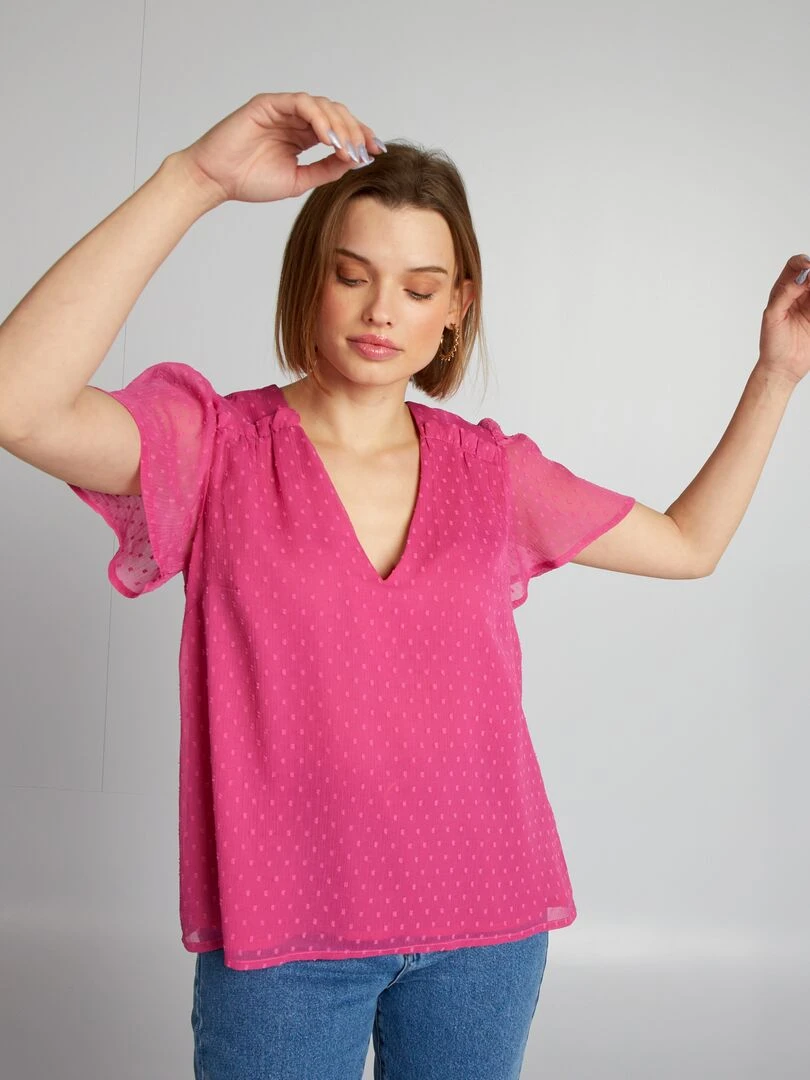 Chemisier en plumetis   Rose