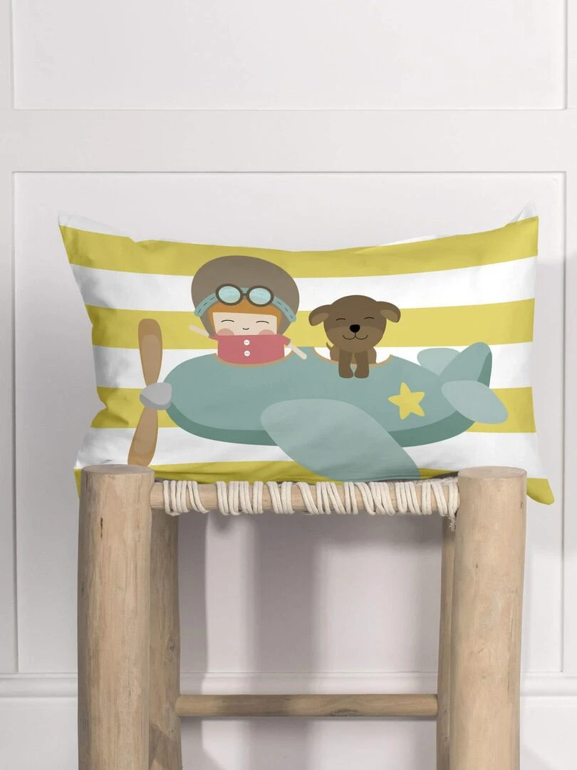 Housse de coussin Learning to fly "Happyfriday"   Blanc