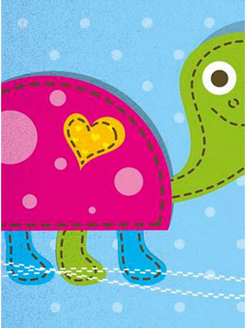 Tapis enfant ULTRA DOUX TORTUE en polyester doux et soyeux Fait en Europe Bleu