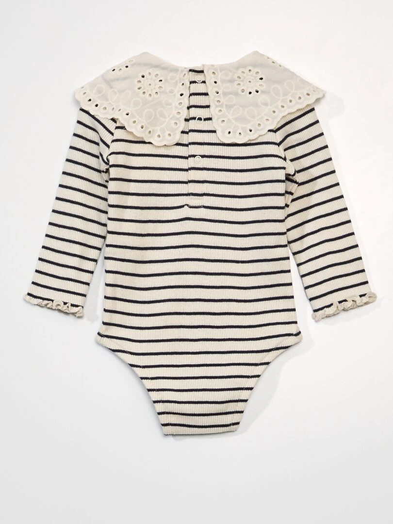 Body pur coton avec col en broderies anglaises   Blanc