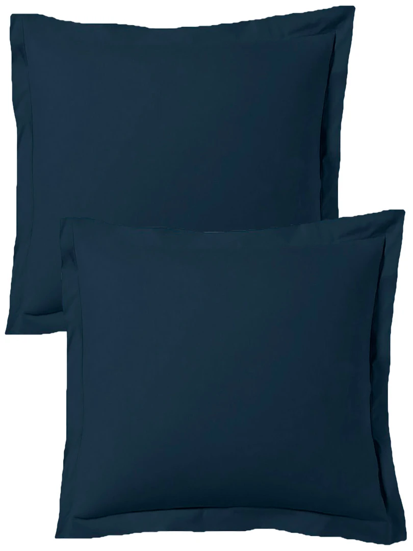 Blanc Avenue Lot De 2 Taies D'oreiller 50x70 Cm Satin De Coton Bleu foncé