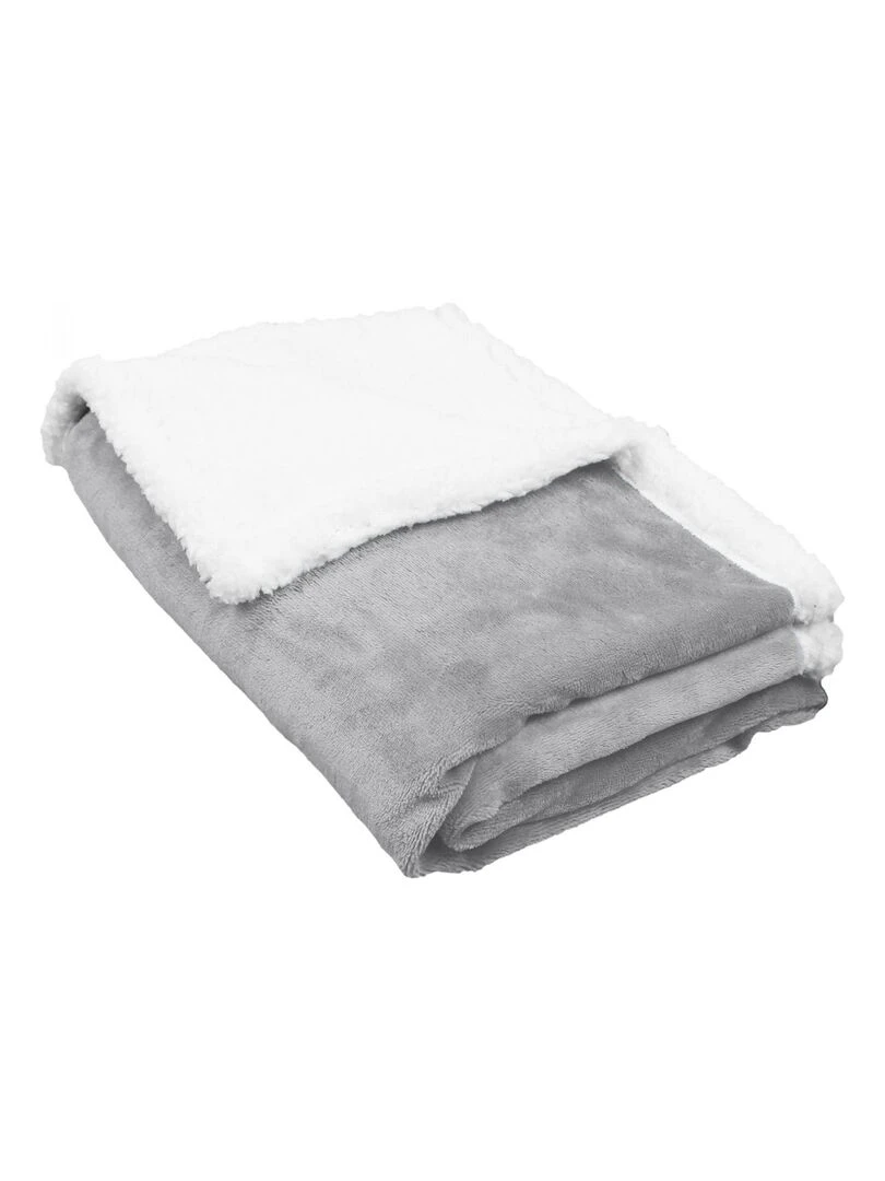 Couverture plaid polaire pour bébé en flanelle et sherpa ultra doux Monsieur Bébé Gris