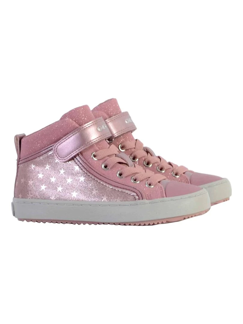 Basket Montante Cuir Enfant Geox J Kalispera   Rose
