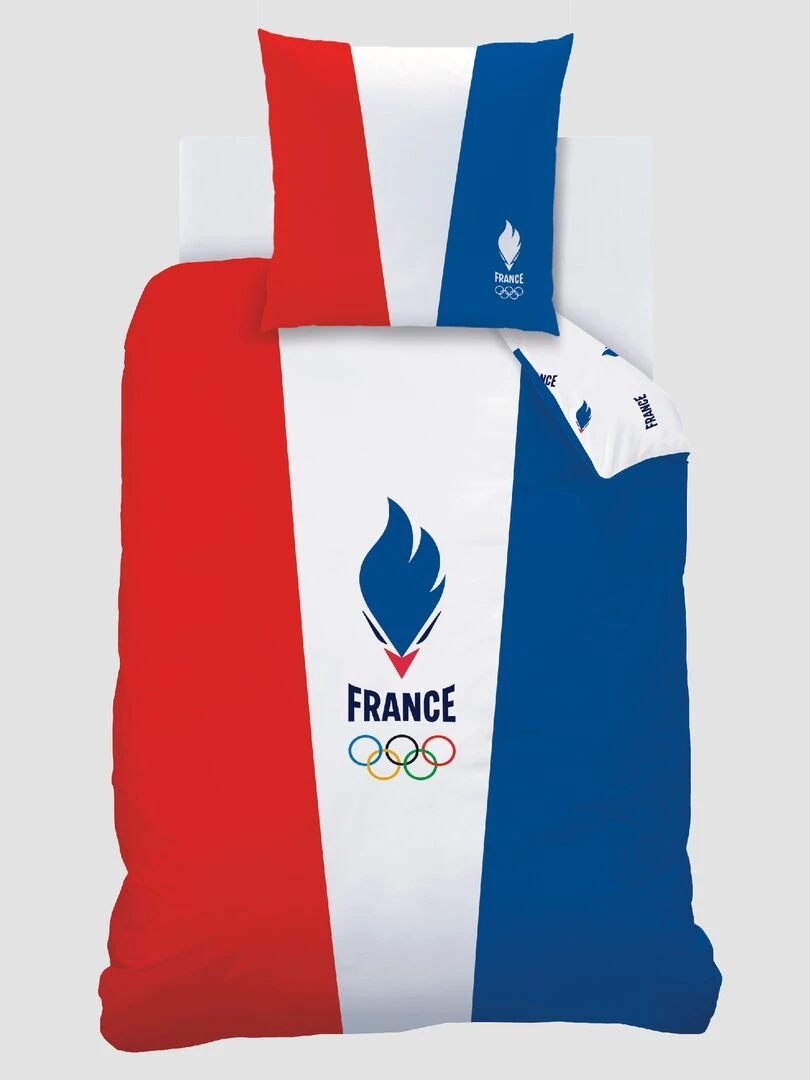 Parure de lit 1 personne Bleu/blanc/rouge