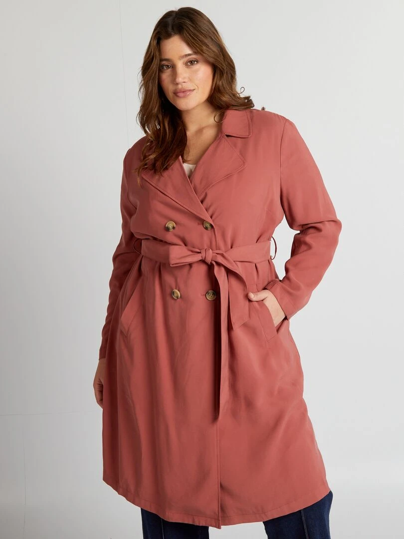 Trench fluide double boutonnage   ROUGE