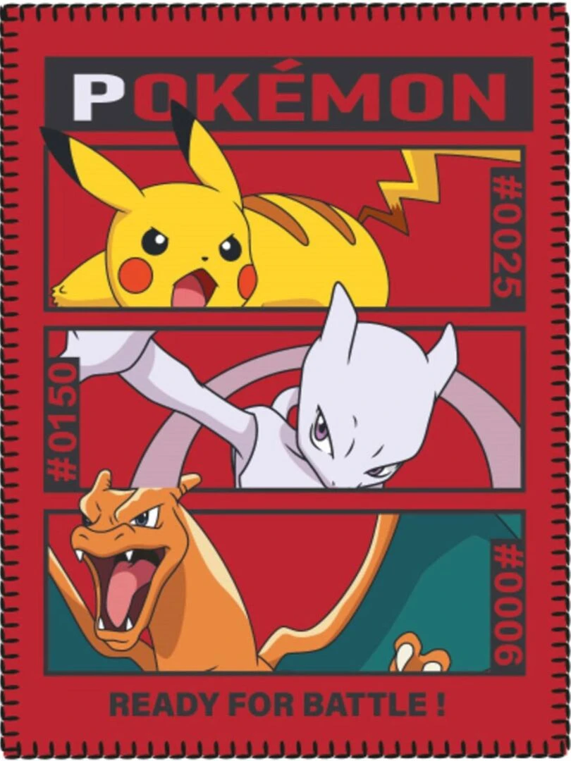 Plaid Enfant Pikachu Dracaufeu et Mewto Rouge