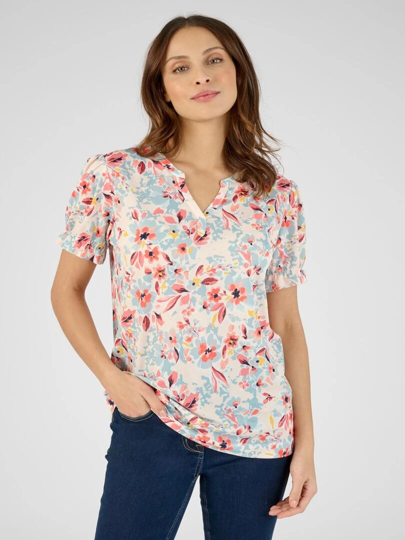 Tee shirt en maille crêpe   Damart   Bleu
