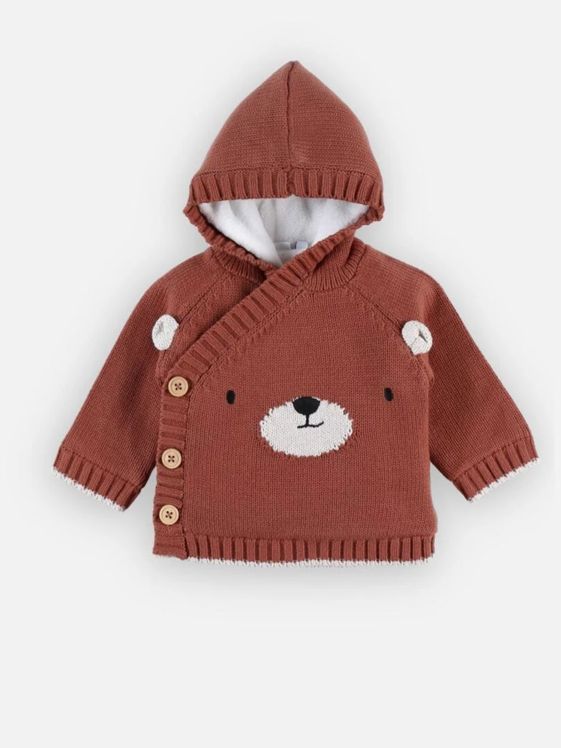 Mantelet ourson en tricot  caramel   Noukie's   Marron