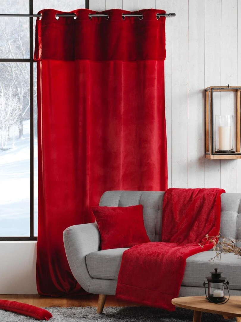 Rideau à œillets imitation fourrure   Rouge