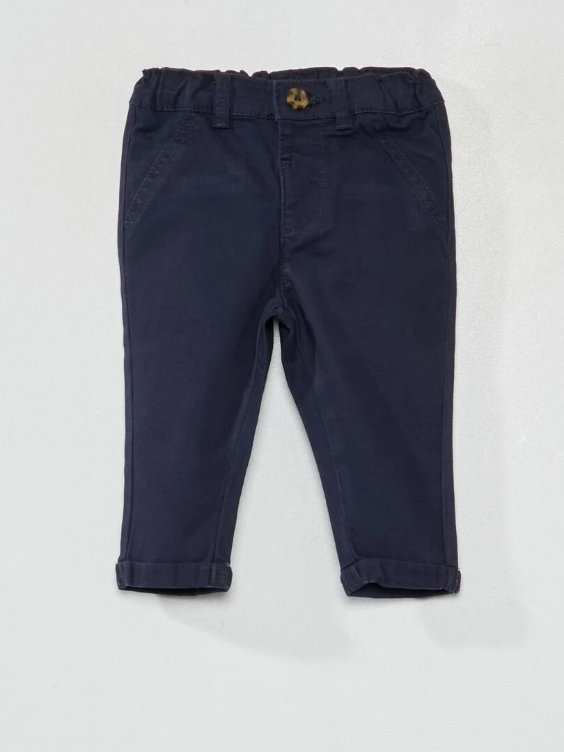Pantalon chino uni bleu marine